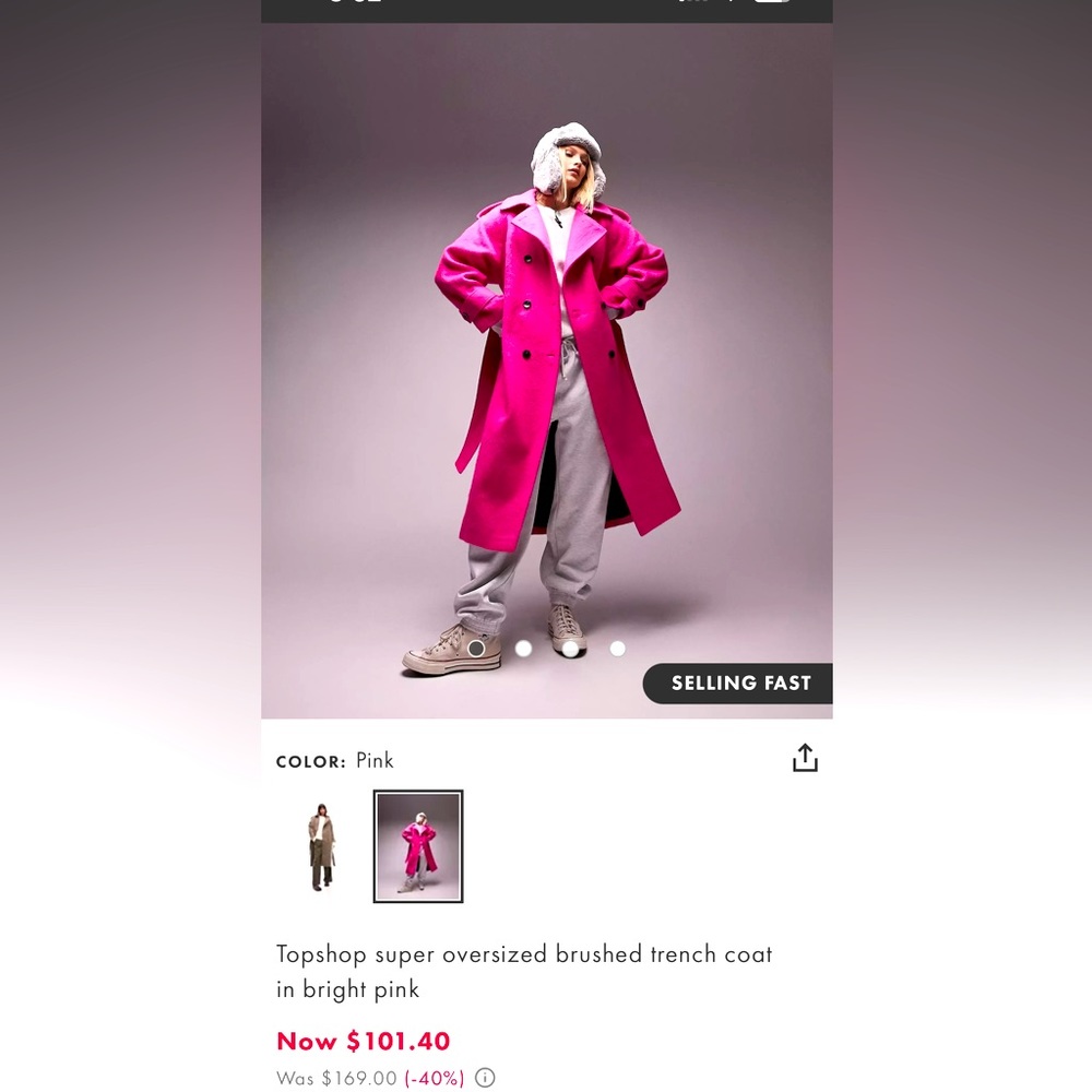 Like New Topshop Super Oversized Brushed Trench 💖The Hottest Winter/Spring Look